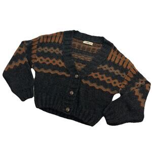 Natural Life Knit Cardigan Sweater XS/S Button Front Long Sleeve Fair Isle Crop